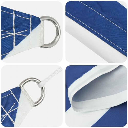 Trekantet solsejl 3 × 4 × 4 m - blå/hvid stribet, 100% polyester Oxford
