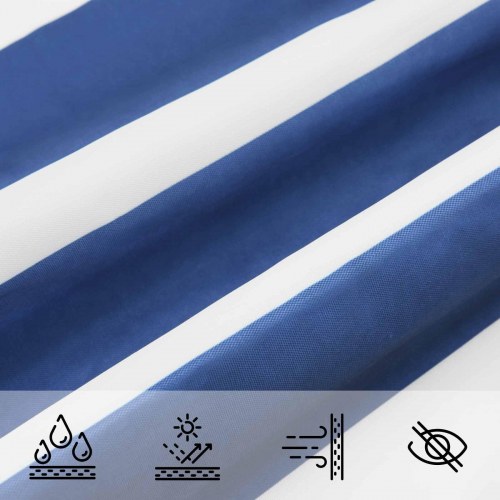 Trekantet solsejl 3 × 4 × 4 m - blå/hvid stribet, 100% polyester Oxford