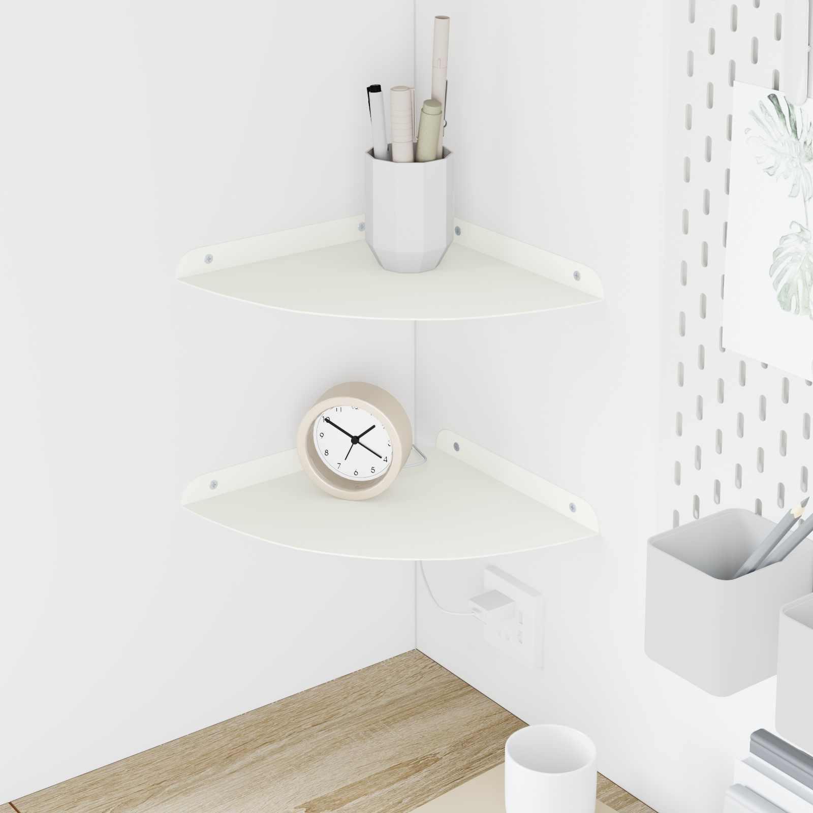 Svævende hylde med hylde 2 stk Hvid 24 x 24 x 2 cm