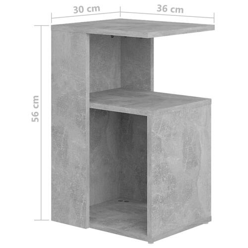 Sidebord 36x30x56 cm konstrueret træ betongrå
