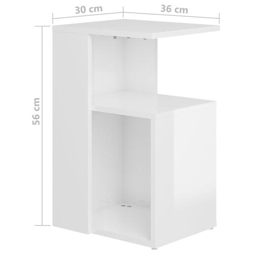 Sidebord 36x30x56 cm konstrueret træ hvid højglans