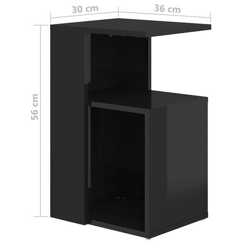 Sidebord 36x30x56 cm konstrueret træ sort højglans