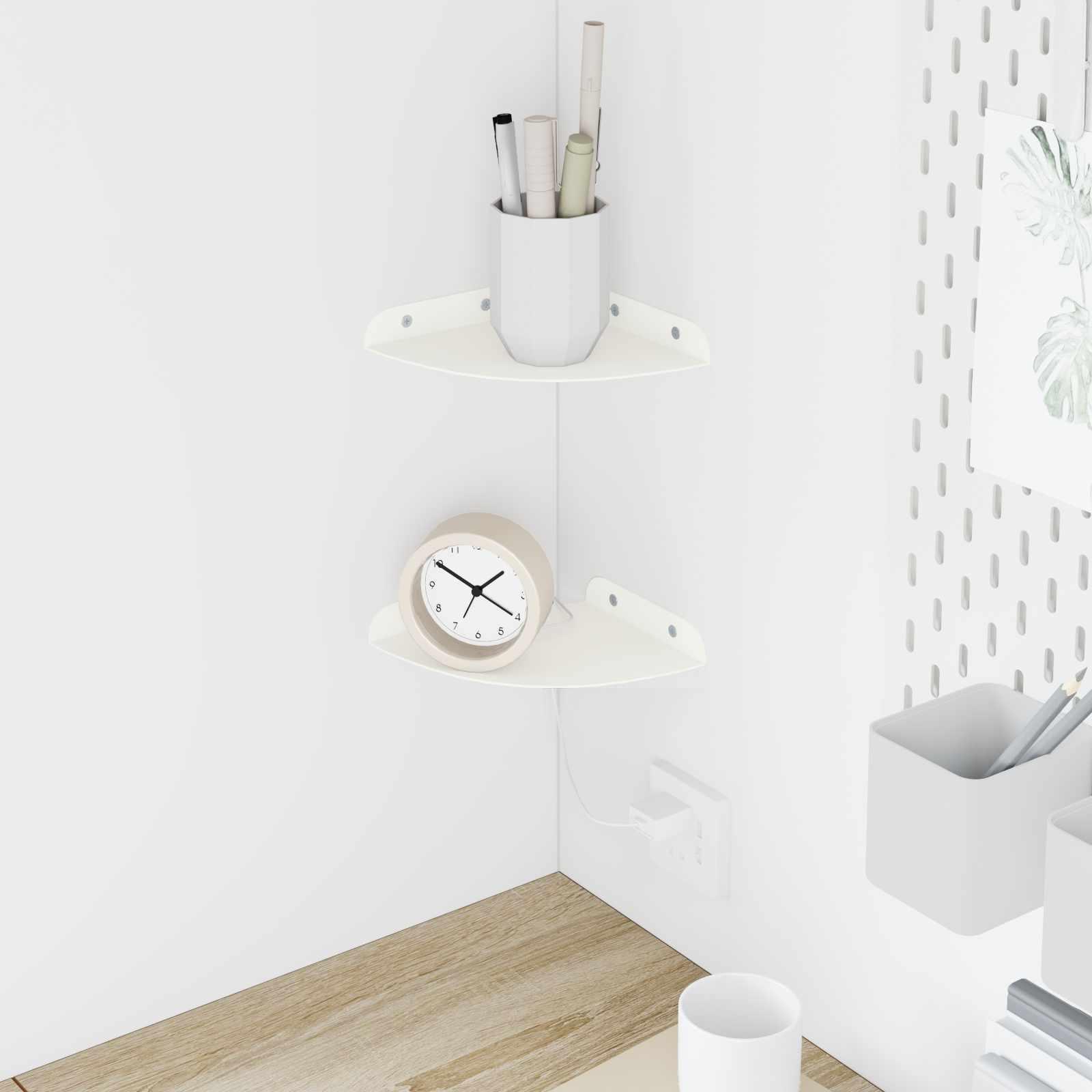 Svævende hylde med hylde 2 stk Hvid 15 x 15 x 2 cm