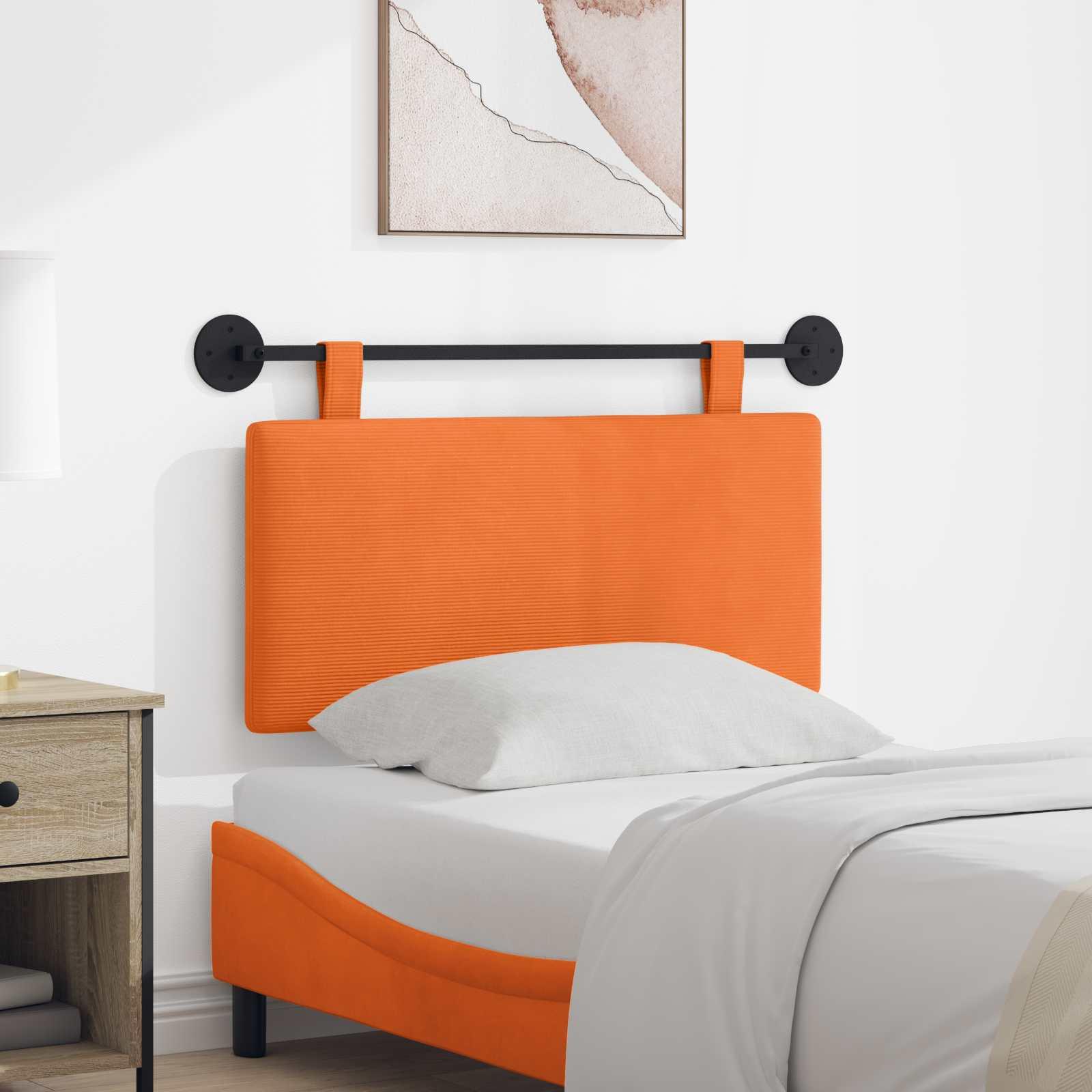 Hængende sengegavl i velour - 90 × 55 cm, vægmonteret, orange