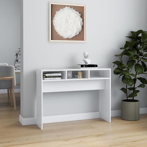 Konsolbord 105x30x80 cm spånplade hvid
