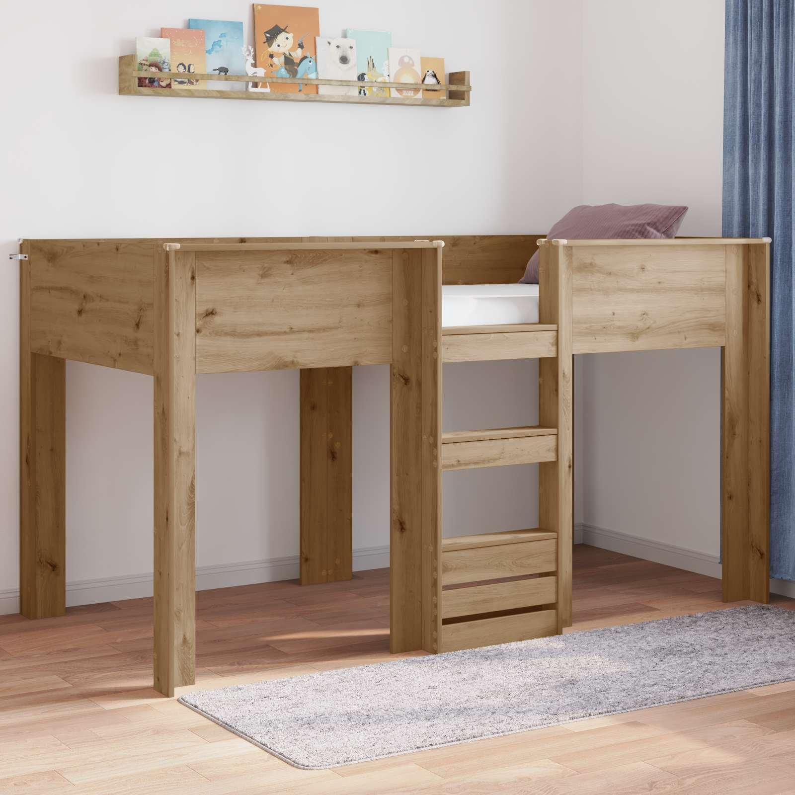 Køjeseng til Børn Artisan Egetræ 90 x 200 cm Konstrueret træ