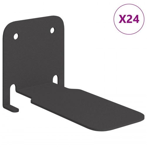 Svævende hylde med hylde 24 stk Sort 6 x 10,8 x 6,6 cm