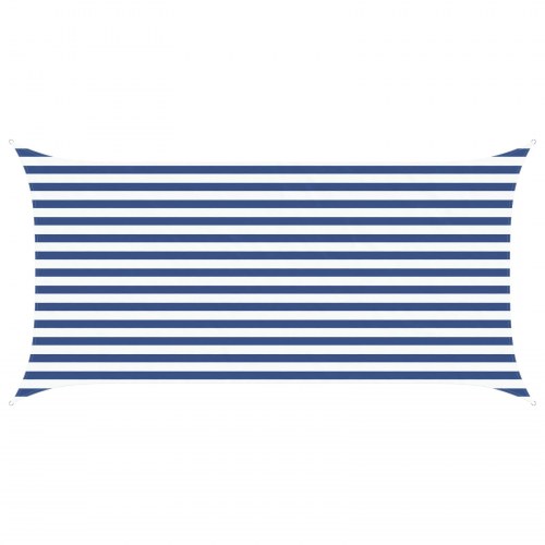 Solsejl 4 × 2 m - blå/hvid stribet, polyester oxford