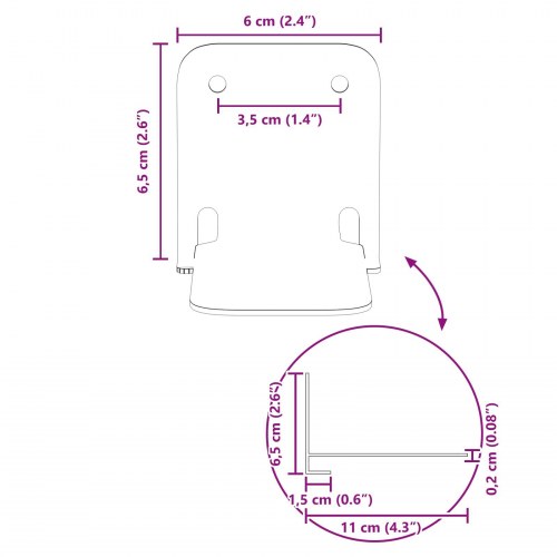 Svævende hylde med hylde 24 stk Sort 6 x 10,8 x 6,6 cm