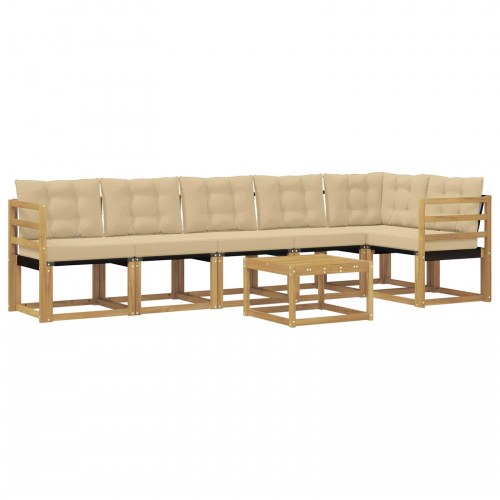 Udendørs sofagruppe med pude 7 stk Hvid og Beige