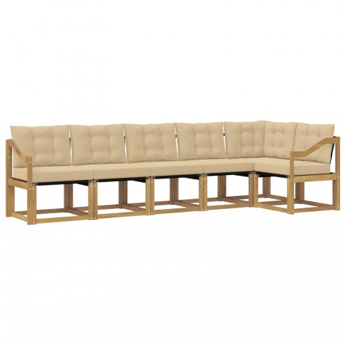 Udendørs sofagruppe med pude 6 stk Hvid og Beige