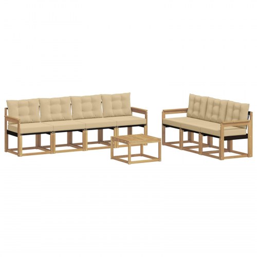 Udendørs sofagruppe med pude 8 stk Hvid og Beige