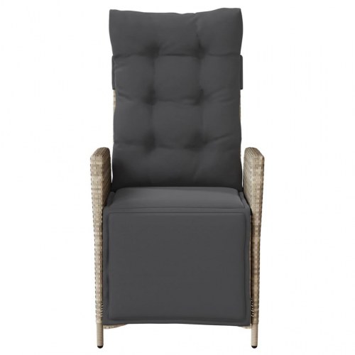 Havestole 2 stk. lænefunktion og fodstøtte polyrattan lysegrå (OUTLET A)