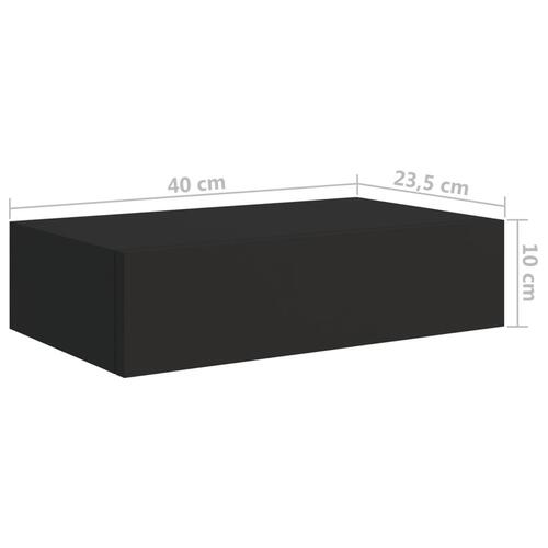 Væghylde med skuffe 40x23,5x10 cm MDF sort