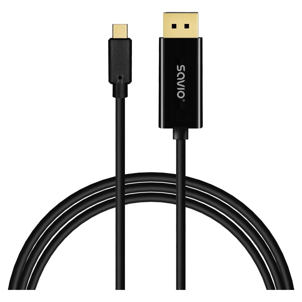 Savio CL-207 USB-C til DisplayPort kabel 2 m – sort