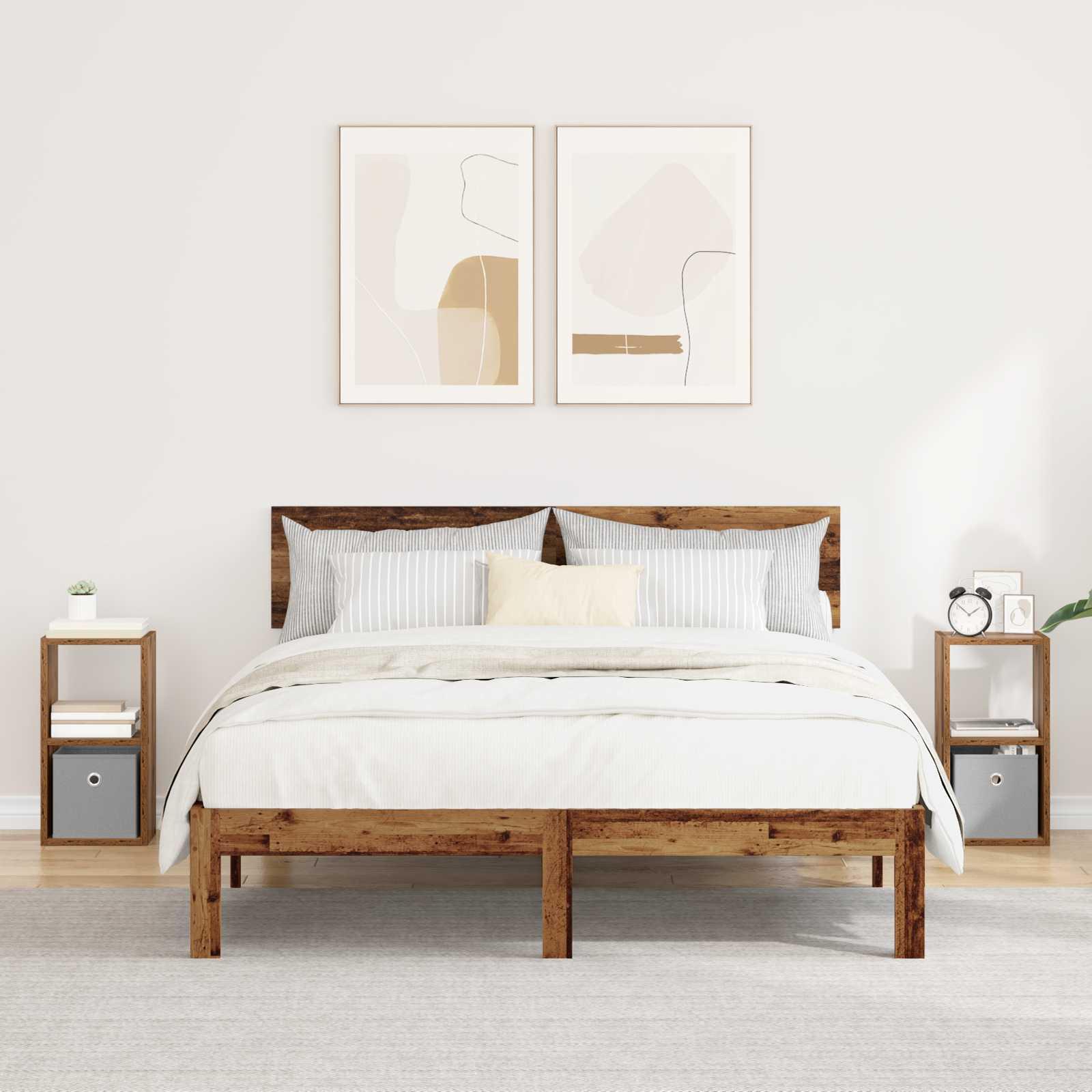 Sengebord 2 stk Gammelt træ 25,5 x 22 x 49,5 cm Konstrueret træ