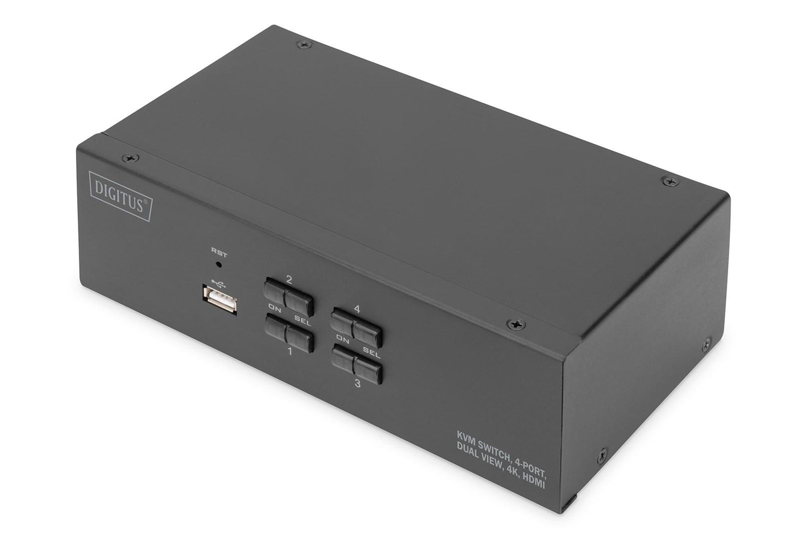 DIGITUS DS-12883 KVM-switch 4 porte – Dual Display 4K HDMI
