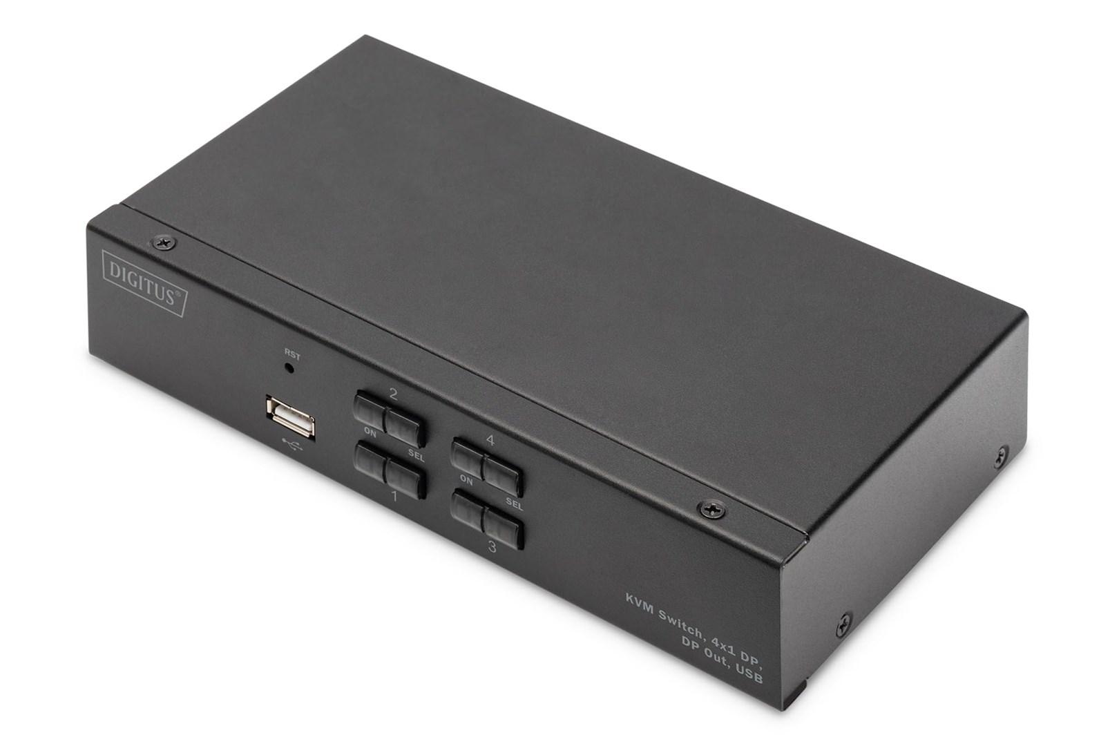 DIGITUS KVM-switch 4-port – 4K DisplayPort, USB og lyd billede