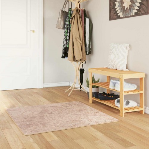 Tæppe løber - sandfarvet 100 × 100 cm i polyester med skridsikker PVC-bagside