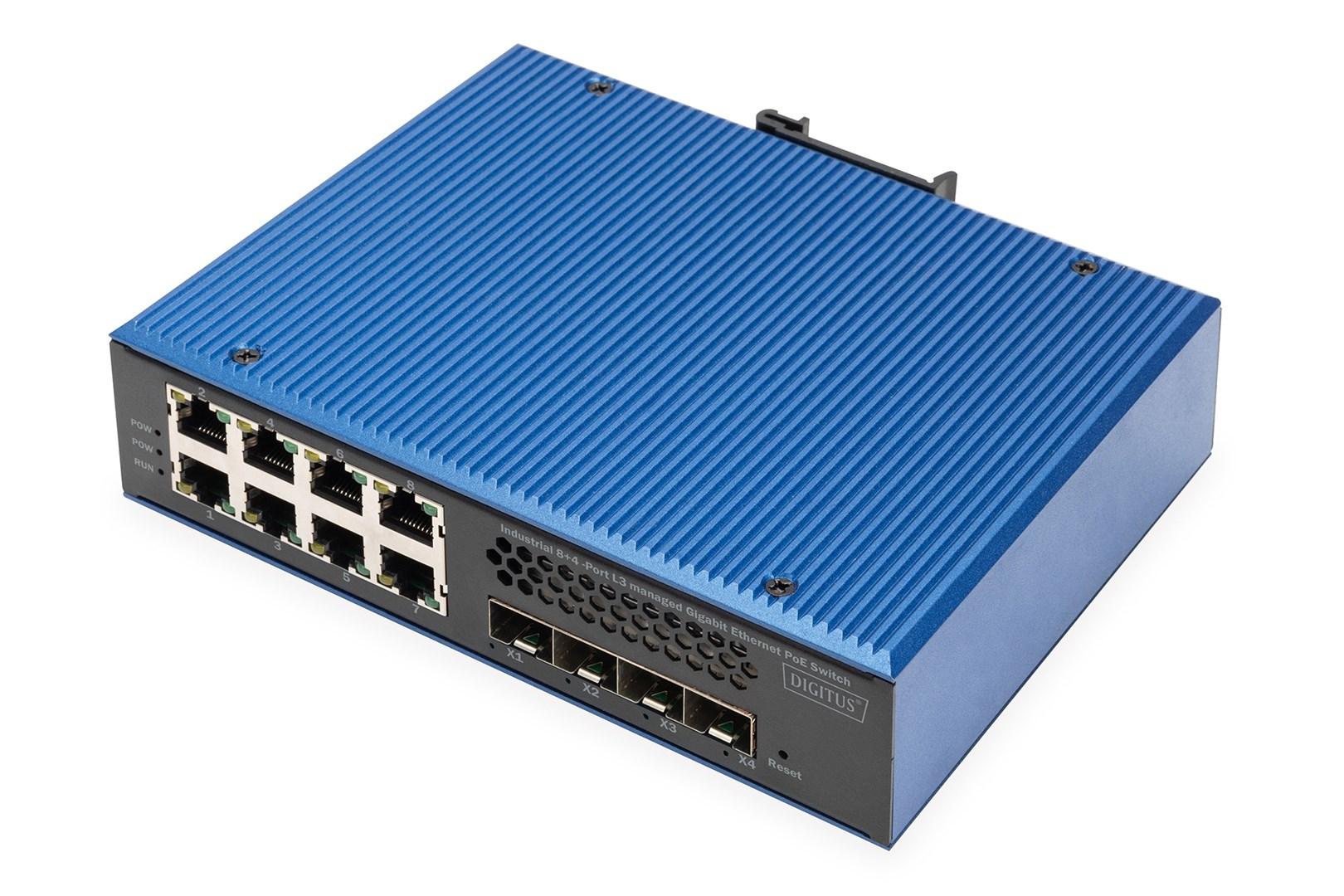 DIGITUS Industrial 8+4 10G SFP L2+ Gigabit PoE switch