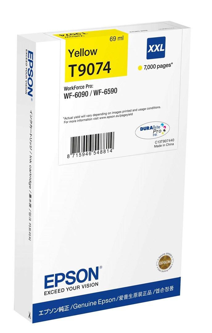 Epson T9074 XXL gul blækpatron til WorkForce Pro WF-6090/WF-6590 - 69 ml billede