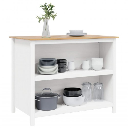 Køkkenøer HILL Hvid 112 x 66 x 90 cm Massivt fyrretræ