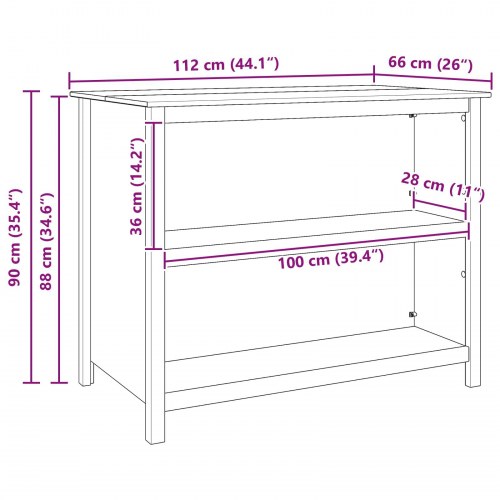 Køkkenøer HILL Hvid 112 x 66 x 90 cm Massivt fyrretræ
