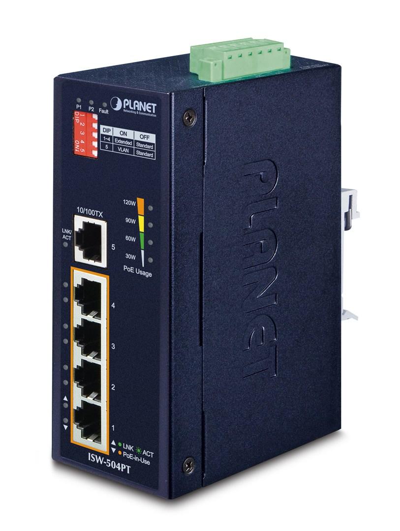 Planet ISW-504PT unmanaged L2 Fast Ethernet PoE-switch - sort