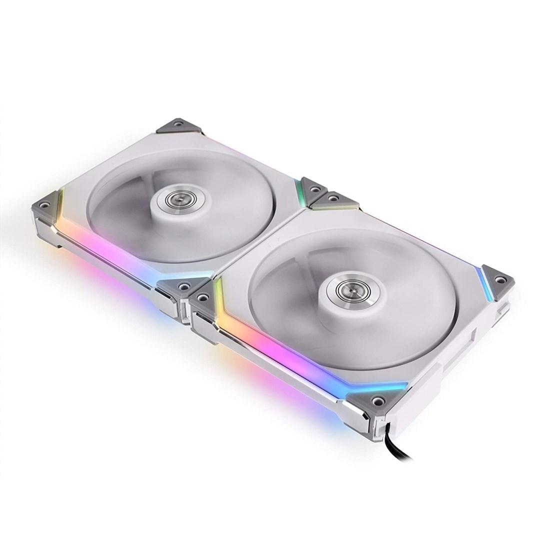Lian Li UNI FAN SL140 RGB PWM Fans, 2 Pack, Hvid - 140 mm Kabinet Blæser - GEEKD.dk