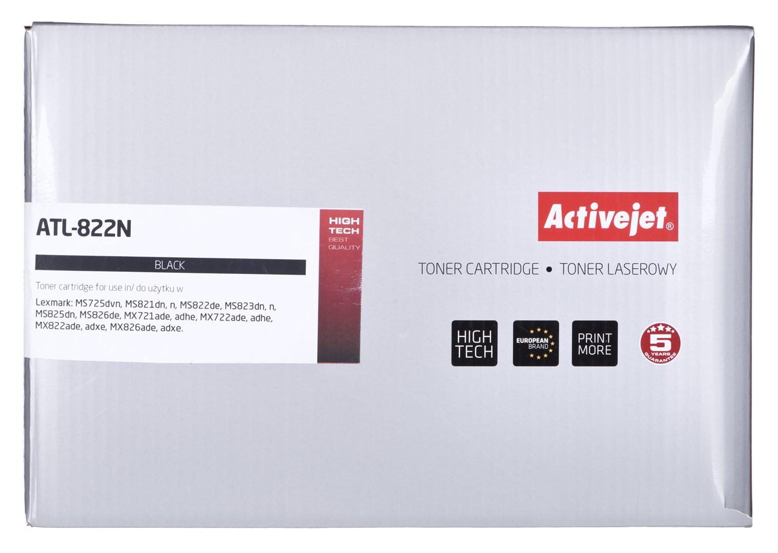 Activejet ATL-822N toner - sort, kompatibel med Lexmark 58D2H00, Supreme, 15.000 sider