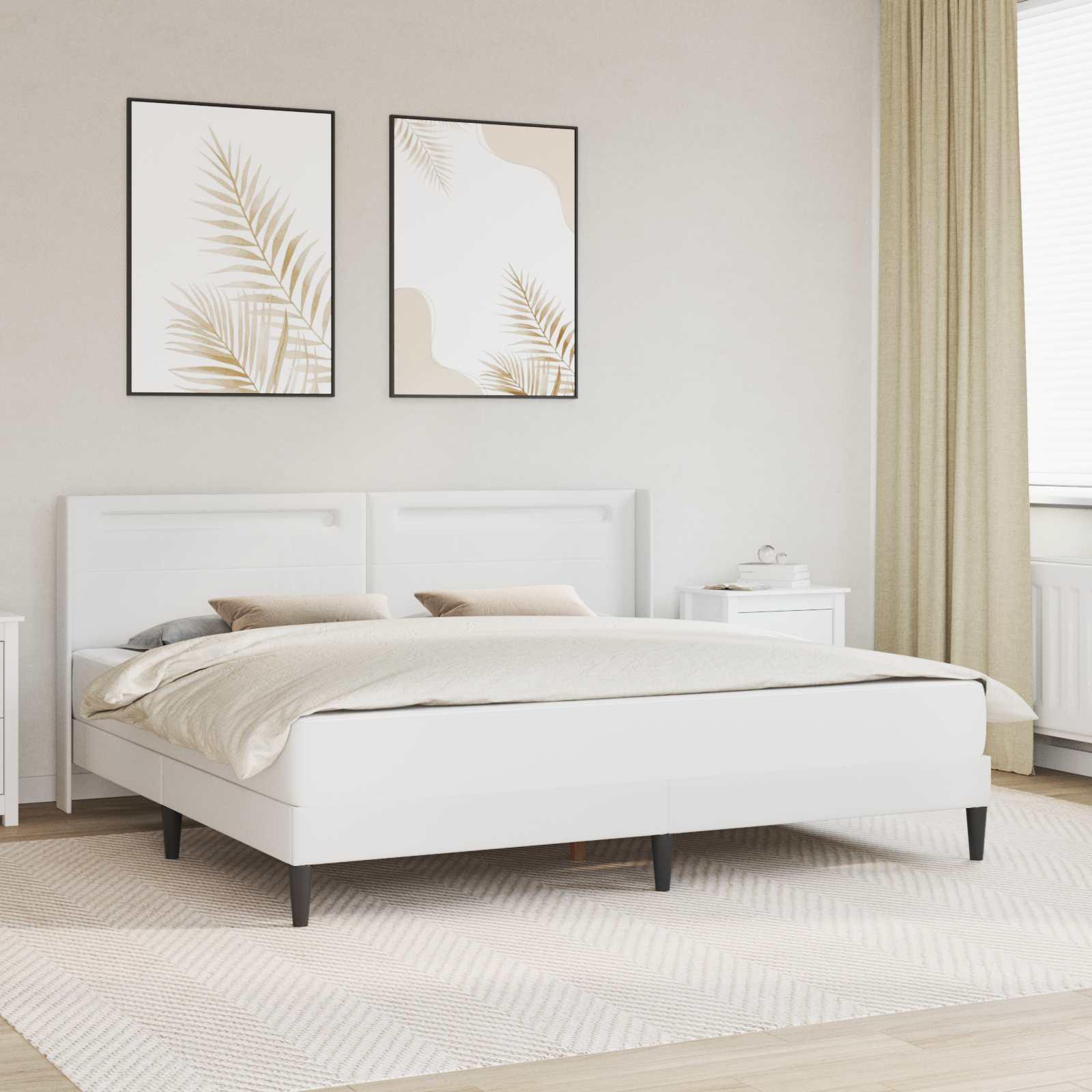 Sengeramme med madras Hvid 180 x 200 cm Kunstlæder