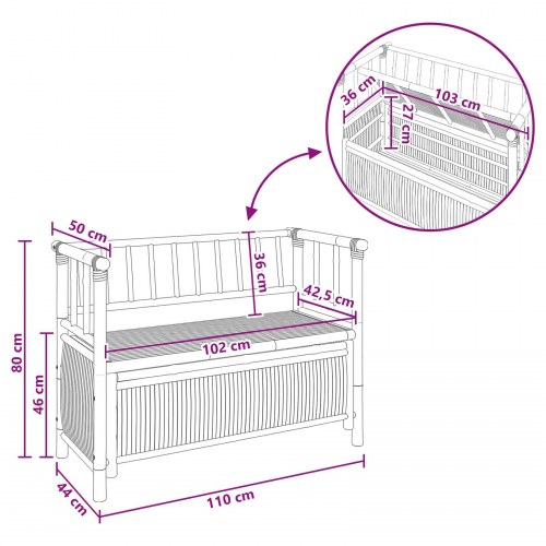 Have opbevaringsbænk Naturfarvet 110 x 47 x 80 cm Bambus