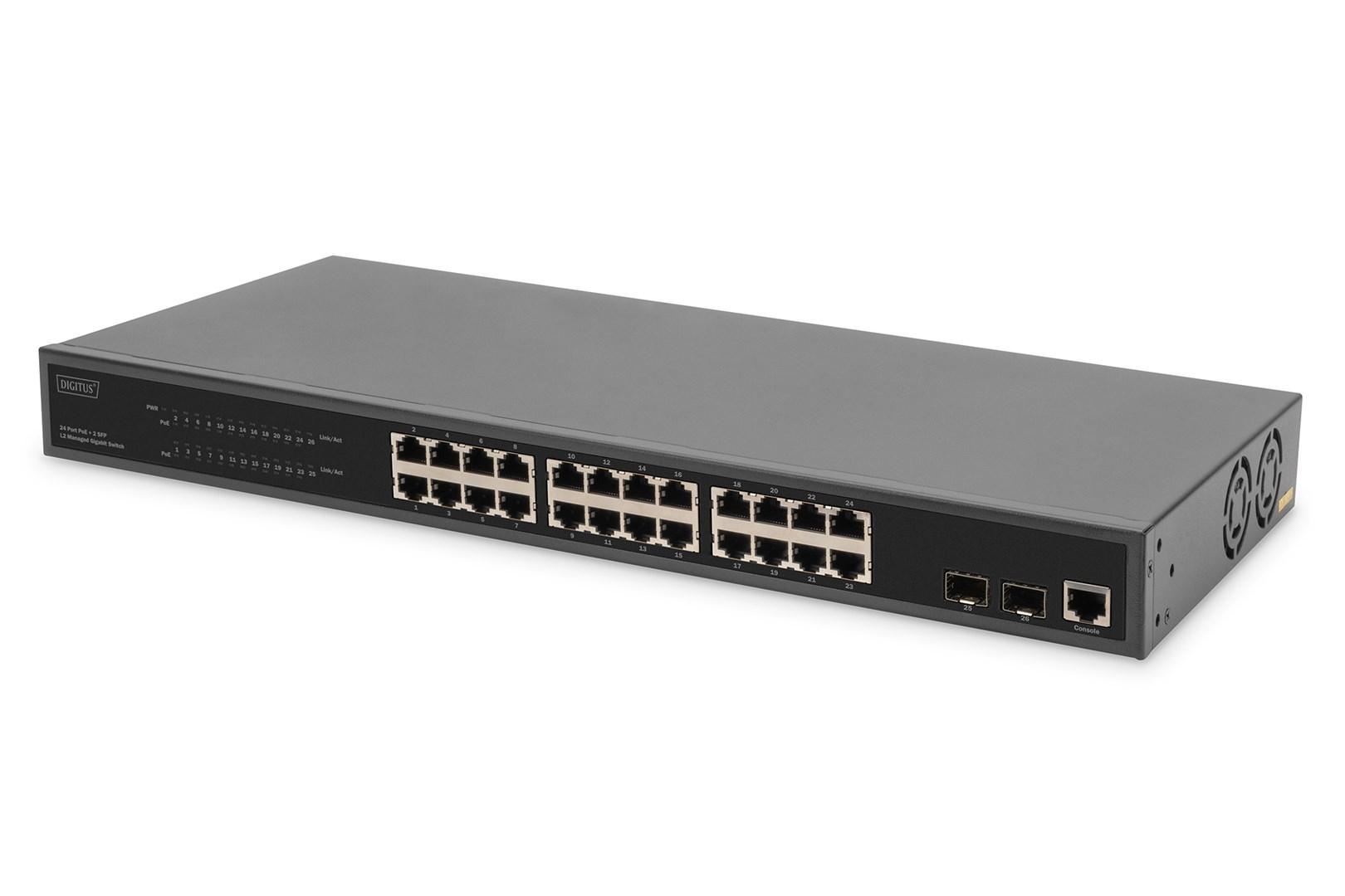 DIGITUS DN-95359 - 24-port L2 managed Gigabit PoE-switch med 2 SFP billede