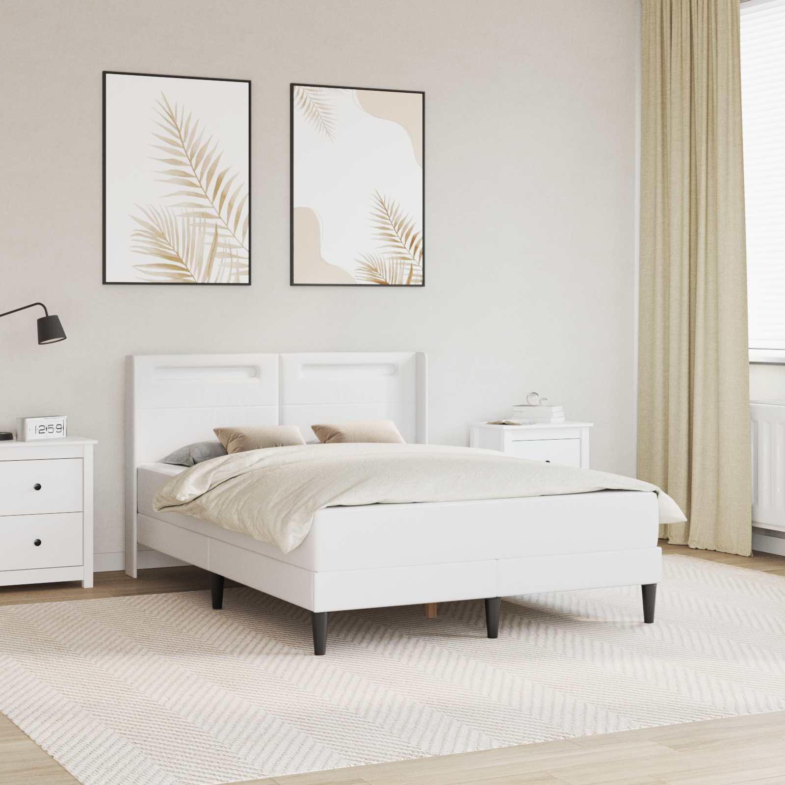 Sengeramme med madras Hvid 160 x 200 cm Kunstlæder