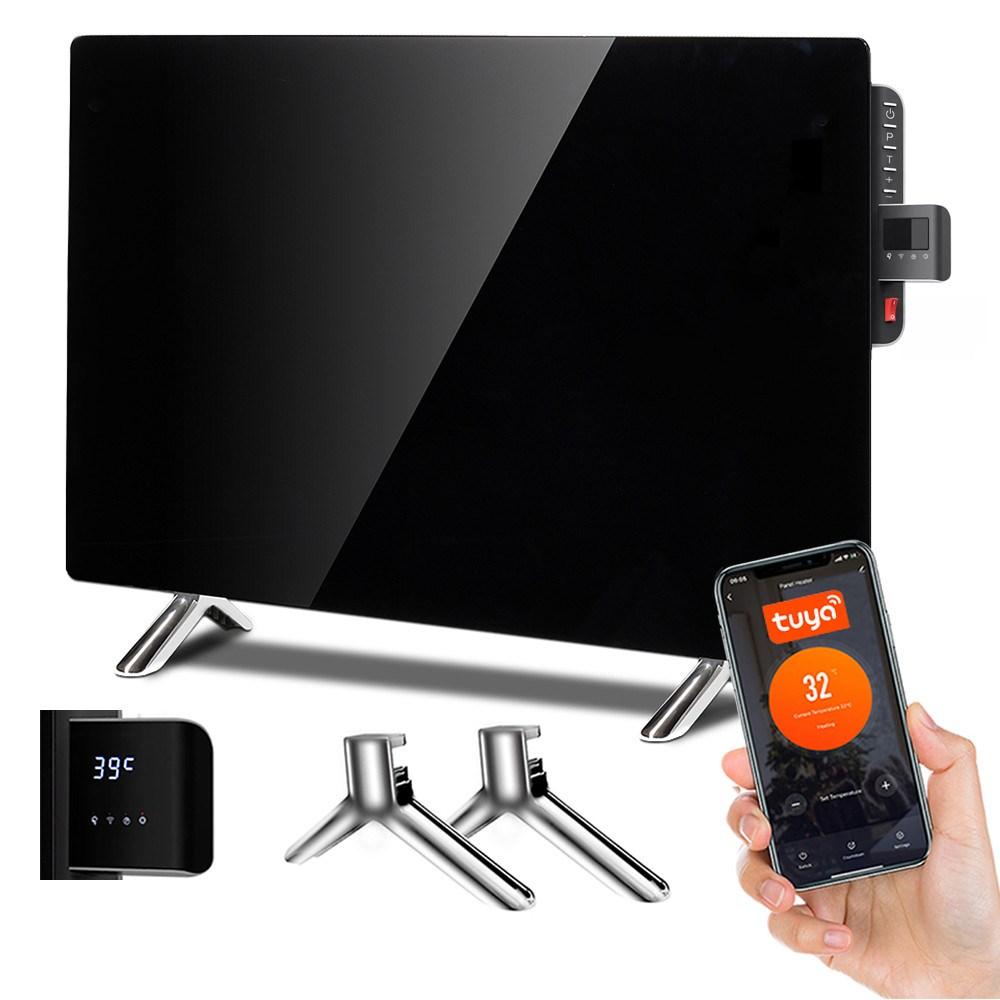 Maclean MCE536 infrarød glasvarmepanel 600 W – WiFi Tuya, termostat, timer, fjernbetjening, sort 55×100 cm