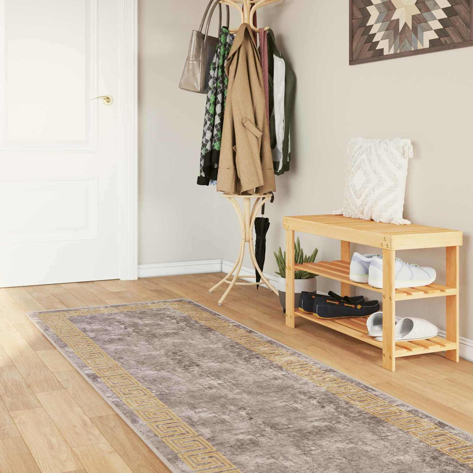 Tæppe Runner MARSA Grå 100 x 450 cm Polyester og PVC