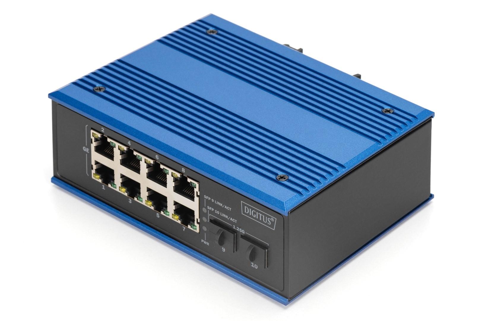 DIGITUS Industrial 8+2-port Gigabit Ethernet PoE switch billede