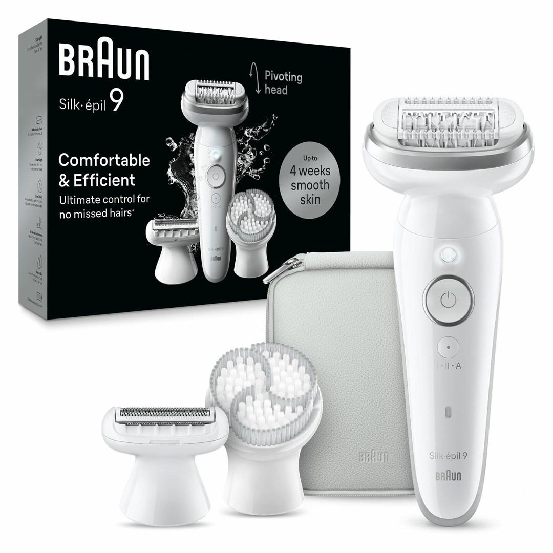 Braun Silk-épil 9 9-061, Sølv, Hvid, 40 pincetter, MicroGrip, 0,5 mm, Batteri, Indbygget batteri