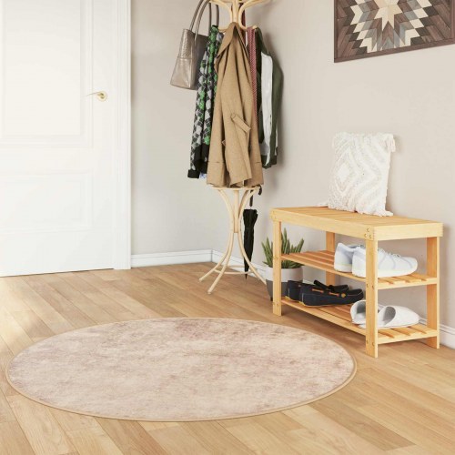 Rundt tæppe MARSA - beige 120 × 120 cm, polyester med skridsikker PVC