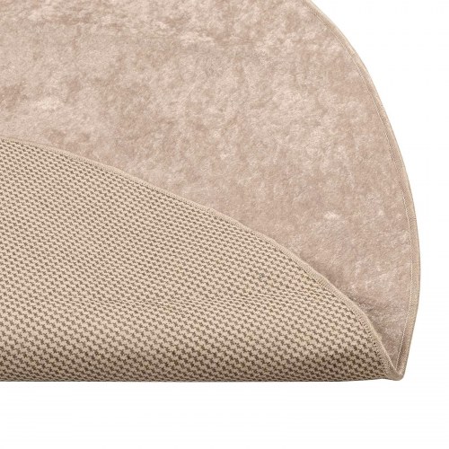 Rundt tæppe MARSA - beige 120 × 120 cm, polyester med skridsikker PVC