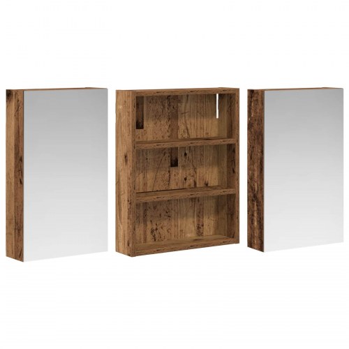 Badeværelsesskabsæt 3 stk 100 x 10,5 x 50 cm Konstrueret træ