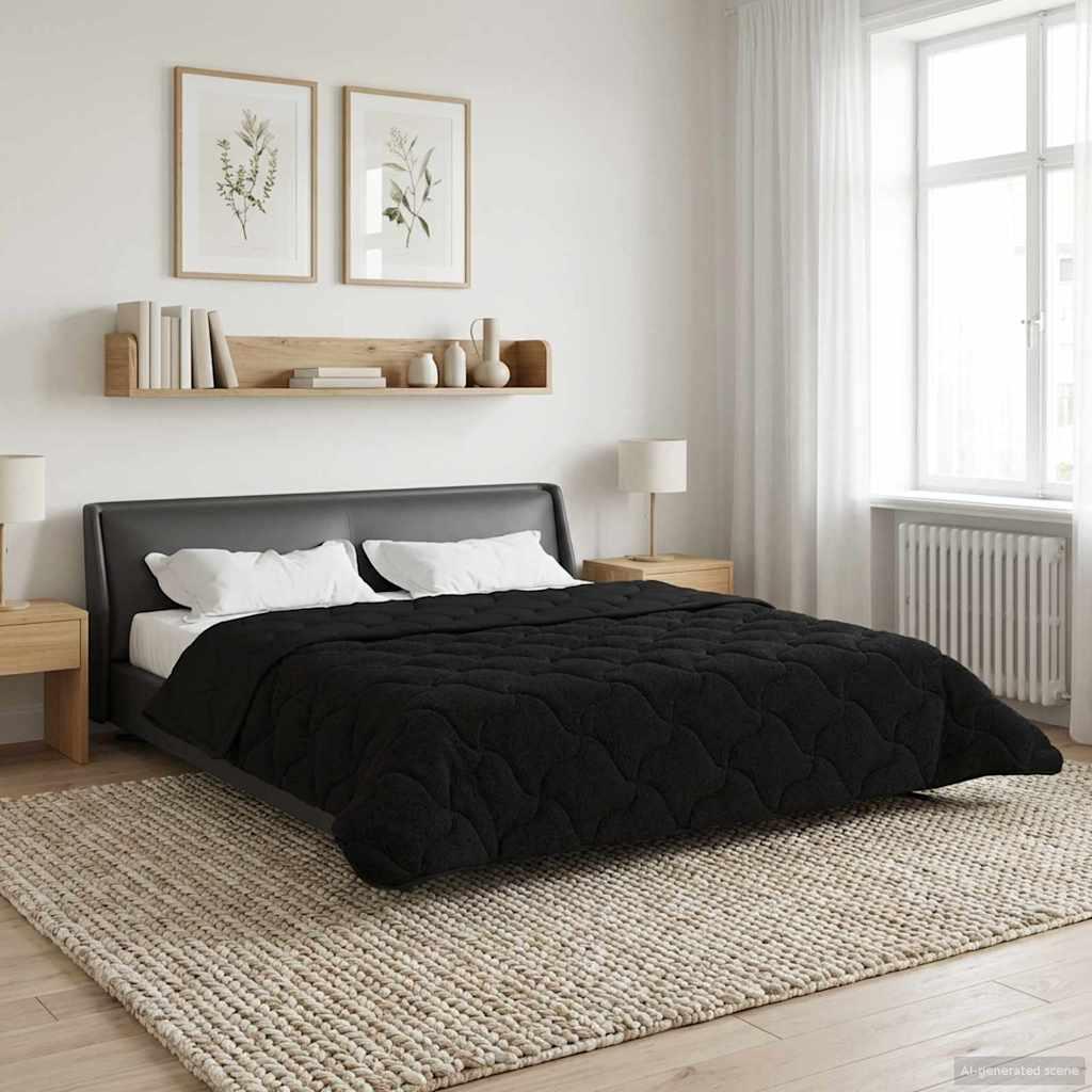 Vinter dyne Sort 220 x 260 cm Mikrofiber og Teddy fleece
