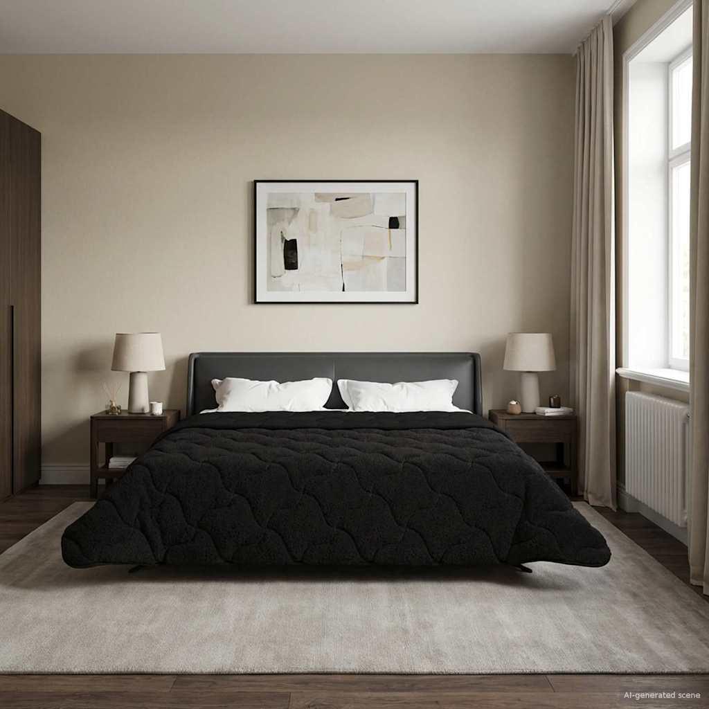Vinter dyne Sort 220 x 240 cm Mikrofiber og Teddy fleece