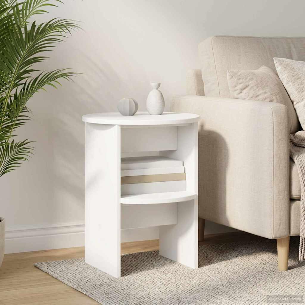 Sideskab 2 stk Hvid Ø40 x 50 cm Konstrueret træ