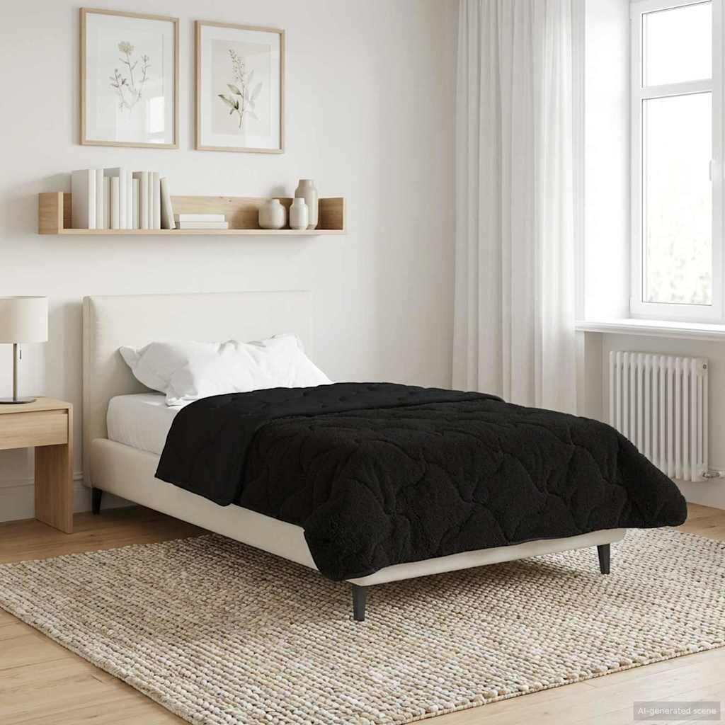Vinter dyne Sort 155 x 200 cm Mikrofiber og Teddy fleece