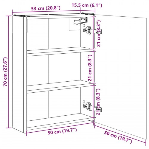 Badeværelsesspejlskab med hylde Røget eg 73.5 x 15.5 x 70 cm