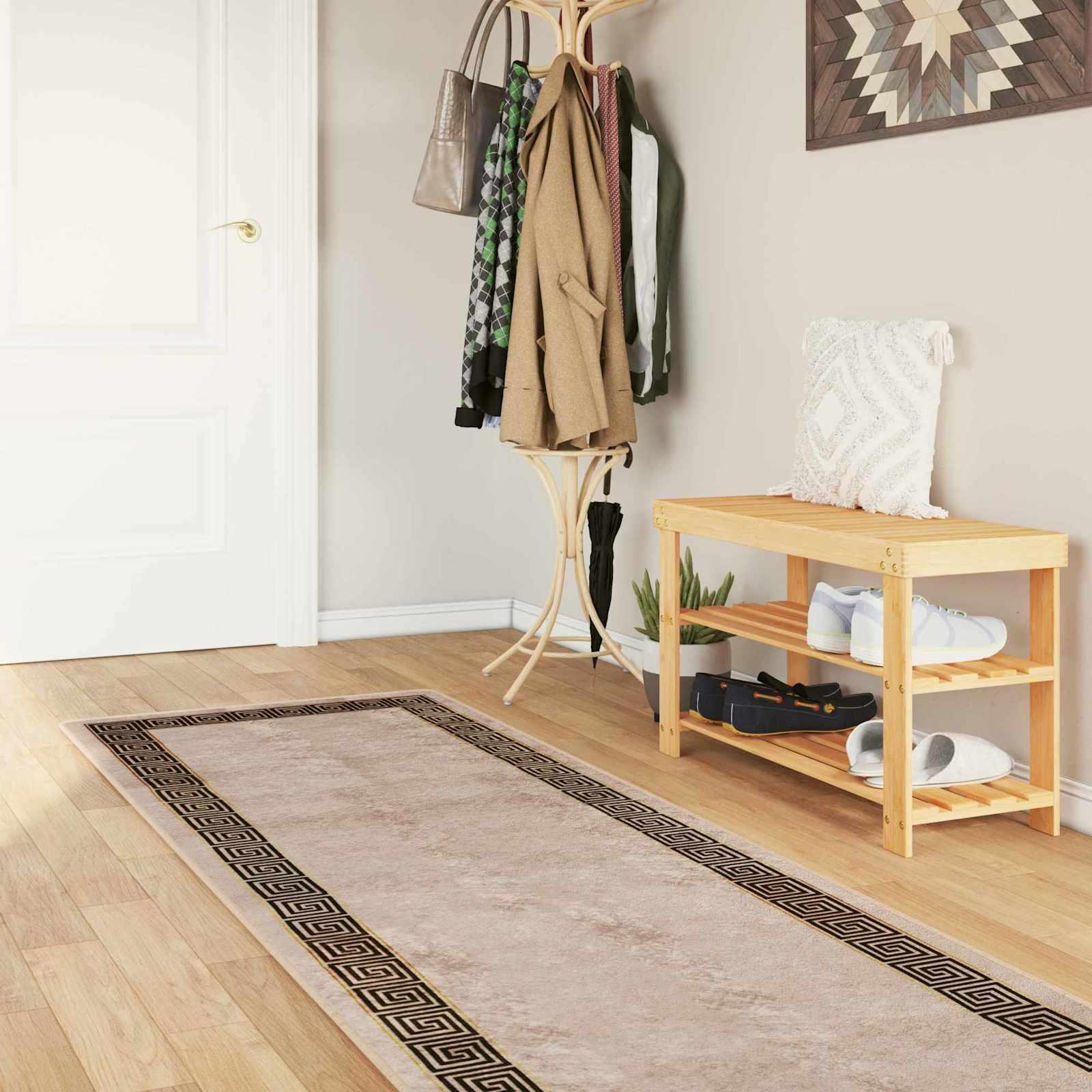 Tæppe Runner MARSA Sort 100 x 400 cm Polyester og PVC