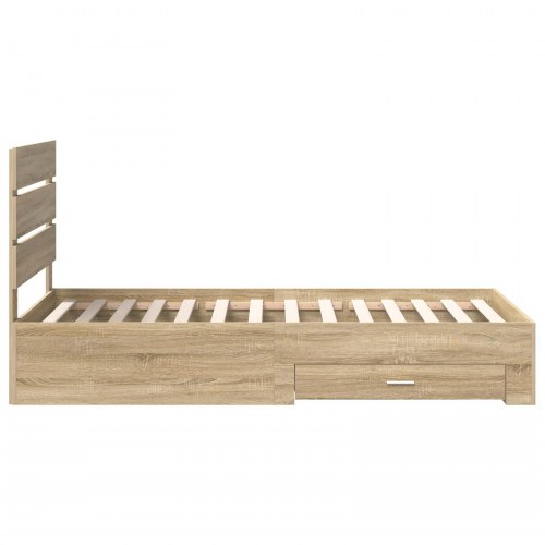 Sengestel med opbevaring 75 x 190 cm - sonoma eg/sølv