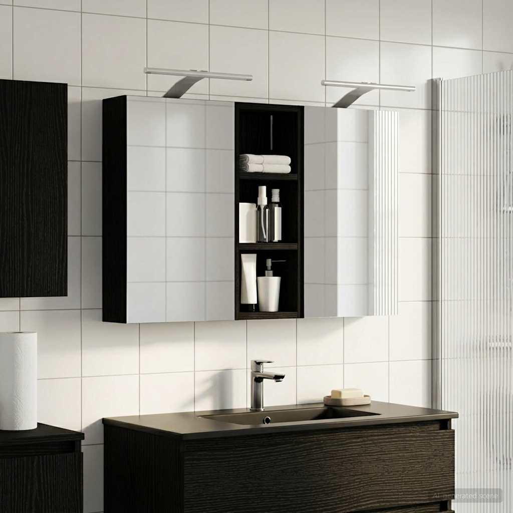 Badeværelsesskabsæt 3 stk 80 x 10,5 x 50 cm Konstrueret træ