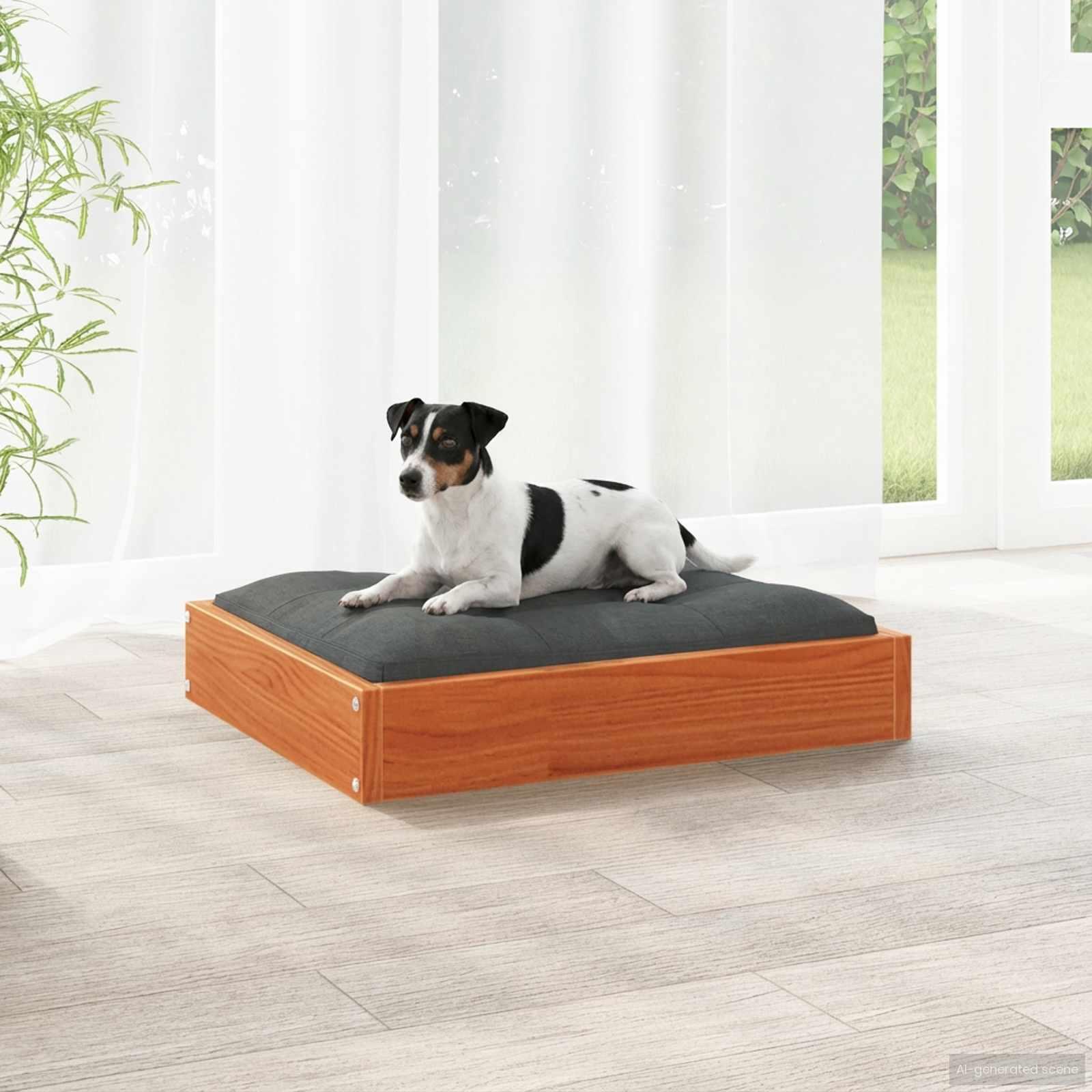 Hundeseng Voks brun 51,5 x 44 x 9 cm Massivt fyrretrÃ¦